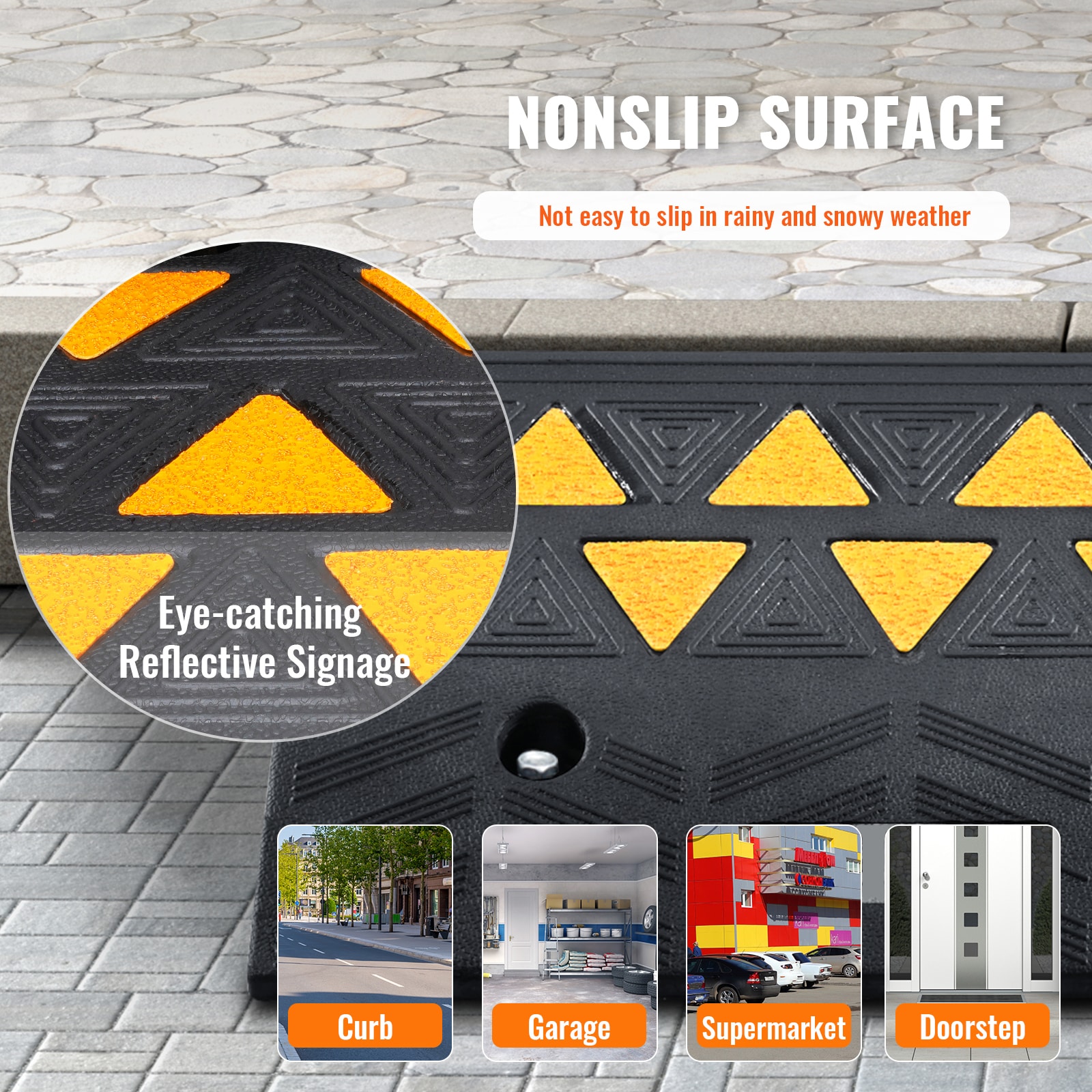 Heavy Duty Rubber Curb Ramp For Driveways And Sidewalk Access_voghion.com